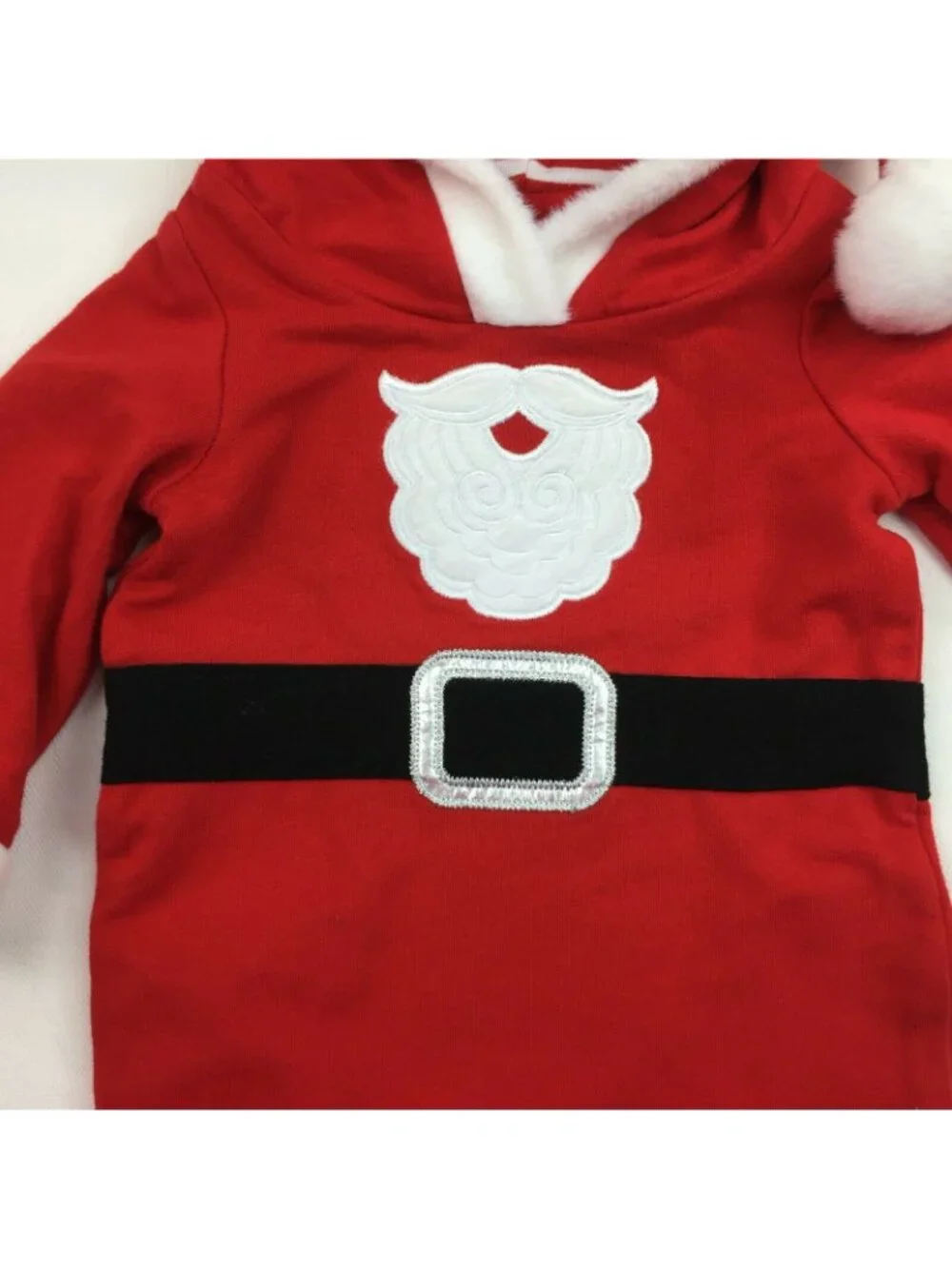 Cat & Jack Baby Boy Red Hooded Santa Suit Christmas One Piece Outfit Size 3-6 mo